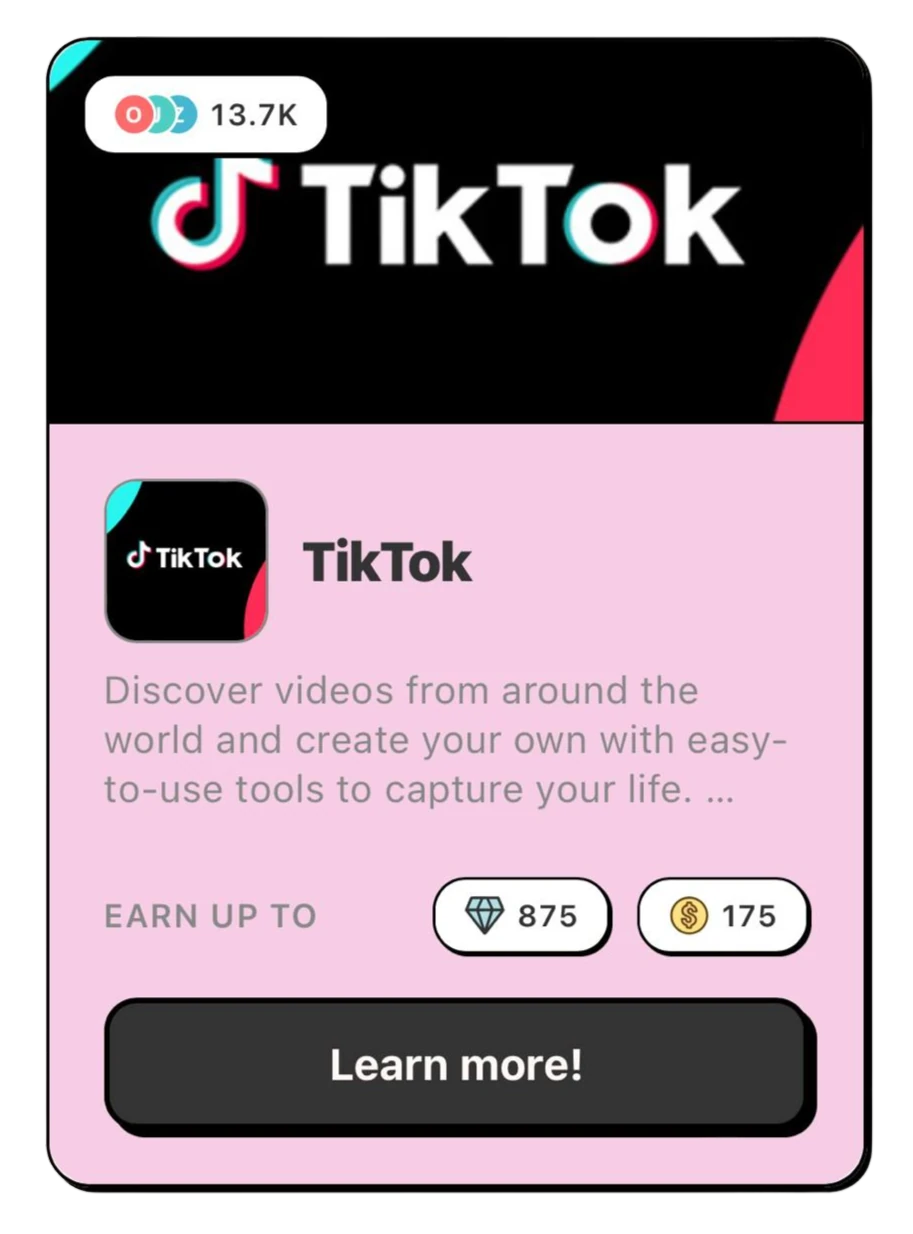 TikTok app card